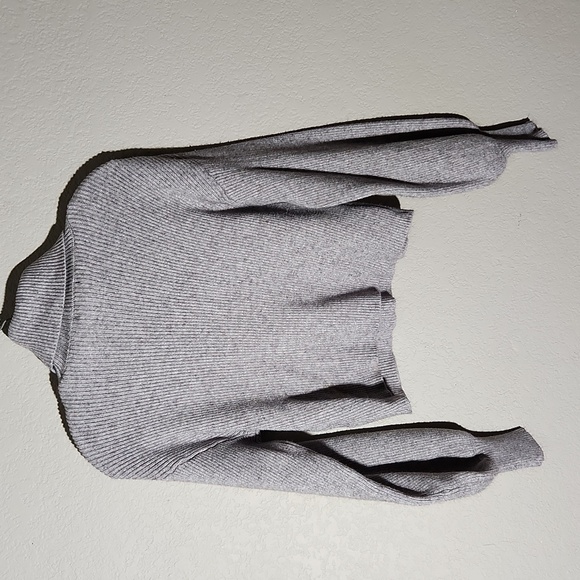 Forever 21 Sweater Womens Turtleneck Balloon Sleeves Ribbed Crop Medium Gray - Picture 5 of 12